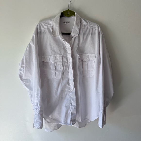 Good American The Good Shirt button up long sleeve white SZ XL patch pockets - Picture 5 of 12